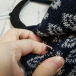 Umgee  NAVY PRINT HOODED FRINGE KNIT PONCHO M/L Photo 9