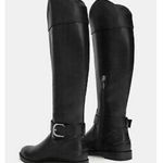 ZARA Flat Tall Black Riding Boots w/ Buckles Womens Size 7.5 38 7053/301 Shoes Photo 1