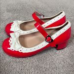 Women’s Red Chunky Heel Mary Jane Pumps Cute Bow & Hearts Round Toe Size 9 NEW Red Photo 3