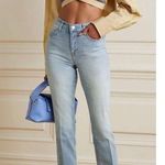 L'Agence  Sada Slim Leg Cropped Jean Raw Hem Light Wash High Rise Size 25 $348.00 Photo 0