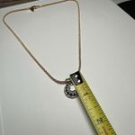 Talbots Clear Rhinestone Two Tone Pendant Gold Tone Chain Necklace Signed Photo 2