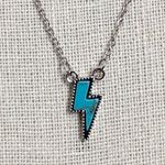 Faux Turquoise Lightning Bolt Necklace Blue Photo 0