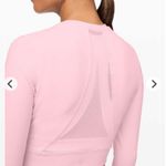 Lululemon Short Stop Long Sleeve Crop Top Mesh Detail Size 8 Powdered Rose Pink Photo 5