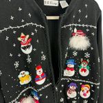 American Vintage BP Design Vintage Black Full Zip Snowman Snowflake Christmas Sweater Cardigan L Photo 3