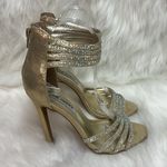 Steve Madden  gold shimmer and embellished Strappy heels, size 6 BIN 16 Photo 5