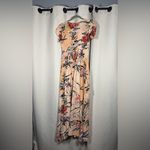 Jaase Peach Floral Flutter Maxi Dress Small Photo 1