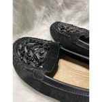 Etienne Aigner Nature Beaded Black Suede Slip-On Loafers With Leather Trim & Cushioned Insole 7 Photo 5