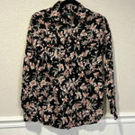 Ralph Lauren Lauren Courtenay black with pink floral design top size small Photo 2