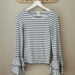 Free People  Striped Bell Sleeve Top Black/White Sz XS Photo 0