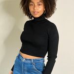 Samunsboutique NWT BLACK RIB CROP TURTLENECK TOP  Photo 0