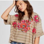 Free People  Catalunya Embroidered Top XS Short‎ Sleeve Bohemian Blouse Photo 6
