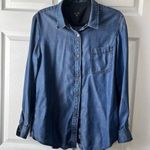 Theory  Top Womens XL Blue Oxford Button Up Long Sleeve Preppy Classic Photo 0