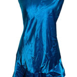 Solange Slip Dress Nightgown Women 14/16 Satin Blue Scoop Hem Flouncy Romantic Photo 0