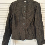 Coldwater Creek ‎ Textured Brown Blazer Jacket Women's S Mock Neck Button Front Photo 0