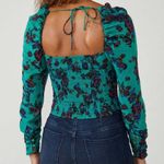 Free People Hilary Printed Top/Green Combo Photo 1
