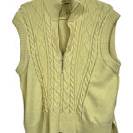 Free People  Yellow Cable Knit Quarter Zip Sweater Vest Womens M Classic Preppy Photo 0