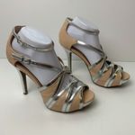 Shoedazzle  Silver & Tan Andrea Heeled Sandals Photo 3
