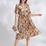 Plus Paisley Print Notched Satin Dress Size 3X Photo 0