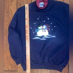 Festive blue Embroidered Snowman Crewneck Sweatshirt vintage holiday medium Photo 4
