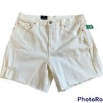 Gap NET New  Cheeky Midi High Rise Bermuda Shorts white distressed 12 31R pockets Photo 0