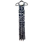 Maeve Anthropologie Scrollwork Blue White Printed Tribal Sleeveless Maxi Dress S Photo 2