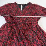 Torrid Red Black Floral Crinkle Chiffon Surplice Balloon Sleeve Midi Dress 2X Photo 8