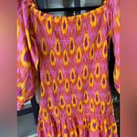 ZARA  smocked maxi dress midi blogger favorite colorful print neon balloon sleeve Photo 5