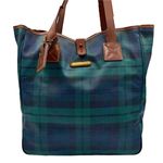 Ralph Lauren Navy Blue & Green Black Watch Plaid Oversized Carry All Tote Bag Photo 15