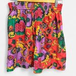 Vintage 90s 100% Silk Baroque Floral Scroll Shorts Rare Statement Piece Small Red Photo 4