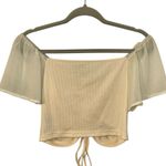 Cream White Crop Top Shirt Off the Shoulder Design Snitched Waist Women’s Large! Photo 1