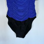 Aqua Green NWT  Sapphire Blue & Black Runched One Piece Modest Swimsuit Small Photo 6