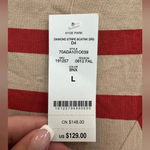 Bebe | Hyde Park Diamond Stripe Boatneck Fitted Dress Red Tan Size L Large NWT Photo 6