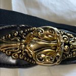 Elegant Vintage Black and Gold Women's stretchy elastic Belt Photo 4