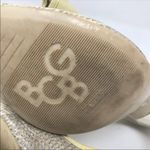 BCBGirls  yellow snake patent leather bow peep toe heels 7.5 Photo 7