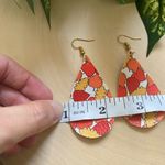 Handmade Fall Leave Teardrop Faux Leather Womens Dangle Earrings Photo 1