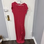 Athleta  Red and White Dusty Shark Bite Striped Maxi Dress Photo 1