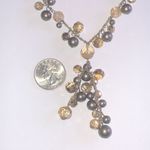 Elegant Gold Tone and Dark Gray Glass and Quartz Beaded Y Drop Necklace Photo 3