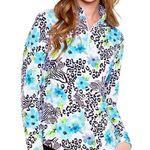 IBKUL Eva Polo Zip Top Peri Long Sleeve Golf Shirt Womens UPF 50 size XS Blue Photo 0