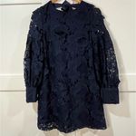 ZARA NWT INTRICATE 3D DRESS | NAVY | SMALL | BALLOON SLEEVES | DETAILED ROSETTE Photo 5