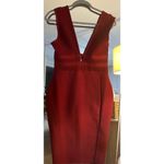 NEW Deep Plunge V Neck Bodycon Cut Out Midi Bandage Dress L Red Size L Photo 3