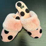 Victoria's Secret Pink and Black Polka Dot Slippers med 7/8 New Photo 0
