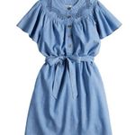 Sonoma blue chambray flutter cap sleeve belted mini dress size XS Photo 2