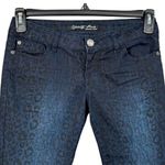 Celebrity Pink JR SZ 3 Skinny Jeans Cheetah Print Low-Rise Pocket Dark Wash Blue Photo 1