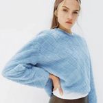 ZARA Textured Furry Crop Top Crewneck Sweatshirt Blue Size Medium Photo 5