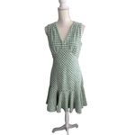 TAYLOR Green Boucle Stretch Drop Waist Ruffle Dress Size 8 Photo 3