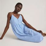 Quince  100% Organic Cotton Sleeveless Maxi Dress Size Large Striped Blue White Photo 6