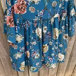 Bryn Walker  Diego Tunic Size Small Floral Print Bell Sleeve Teal Blue Sz S New Photo 5