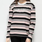 Santa Cruz  Skateboards Striped T-Shirt Womens Size S Long Sleeve Pink Black Photo 0