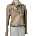 BLANK NYC  Faux Leather Moto Jacket in Natural Light Small Womens Vegan Coat Photo 4