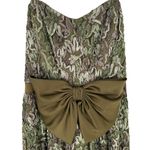 NWT Lafayette 148 Olive Green Ribbon Overlay Strapless Dress & Jacket Size 8/10 Photo 3